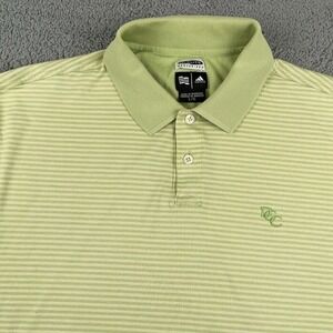 Adidas Shirt Mens Large Green Polo Golf Performance Striped ClimaLite Mercerized